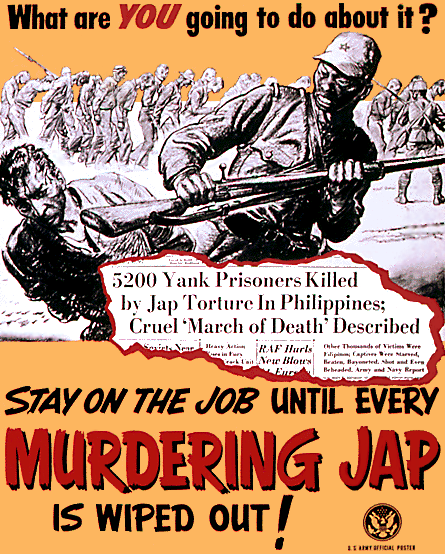 News of the Bataan Death March sparked outrage in the US, as shown by this propaganda poster