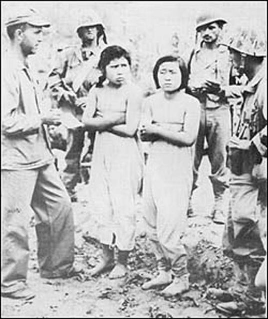 North Korean nurses captured by South Korean and US soldiers. Captured North Korean women were sometimes raped by US soldiers.
