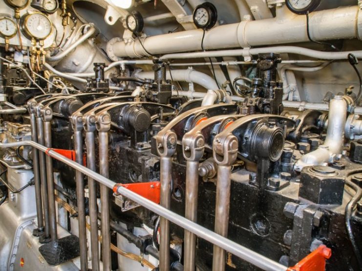 One of the twin diesel engines of the WWII design British submarine HMS Alliance.Photo: Anguskirk CC BY-NC-ND 2.0