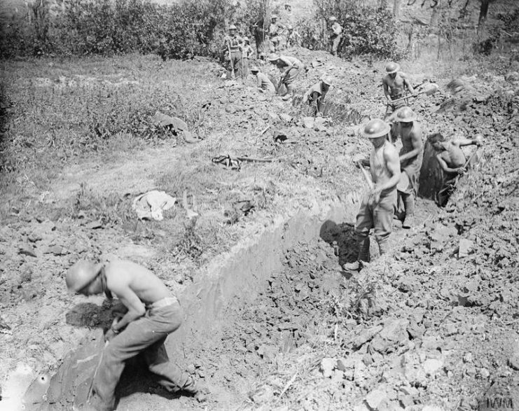 Royal Engineers sappers digging a communication trench to Messines Ridge, June 7, 1917.