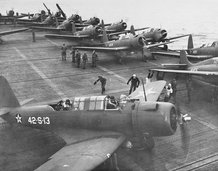 SB2U Vindicators on USS Ranger (CV-4) in November 1941