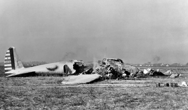 Side view of the Boeing XB-17 (Model 299) after the fire was extinguished.