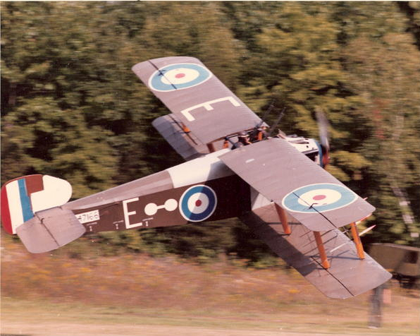 Sopwith Dolphin reproduction built by James Henry “Cole” Palen Jr, founder of Old Rhinebeck Aerodrome, in flight during one of the museum’s early-1980s airshows. Photo JeffreyDMillman CC BY-SA 3.0.
