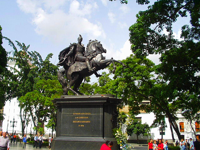 Statue of Bolívar in Plaza Bolívar in Caracas by Adamo Tadolini