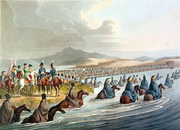 The boasted crossing of the Niemen, at the opening of the campaign in 1812, by Napoleon Bonaparte.