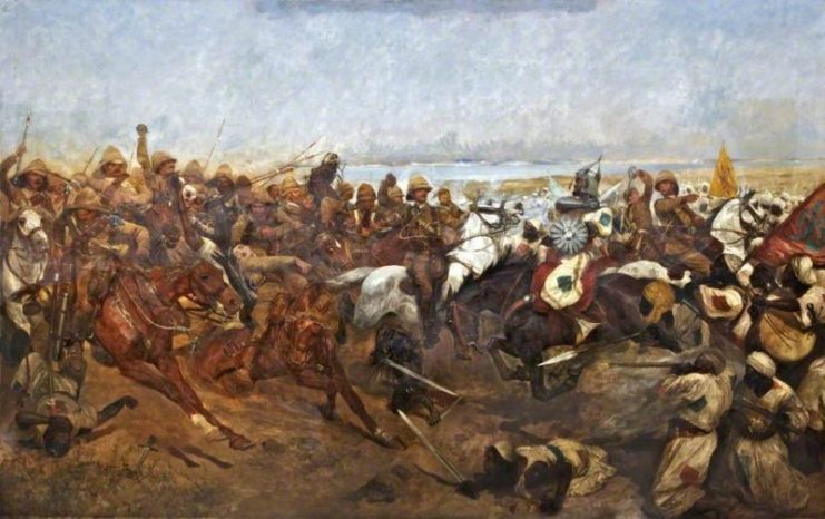 “The Charge of the 21st Lancers at Omdurman”, by Richard C. Woodville