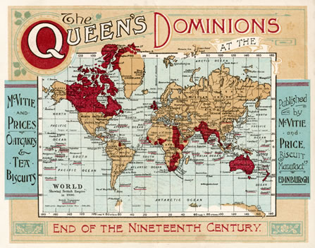 Map of the British Empire under Queen Victoria at the end of the nineteenth century