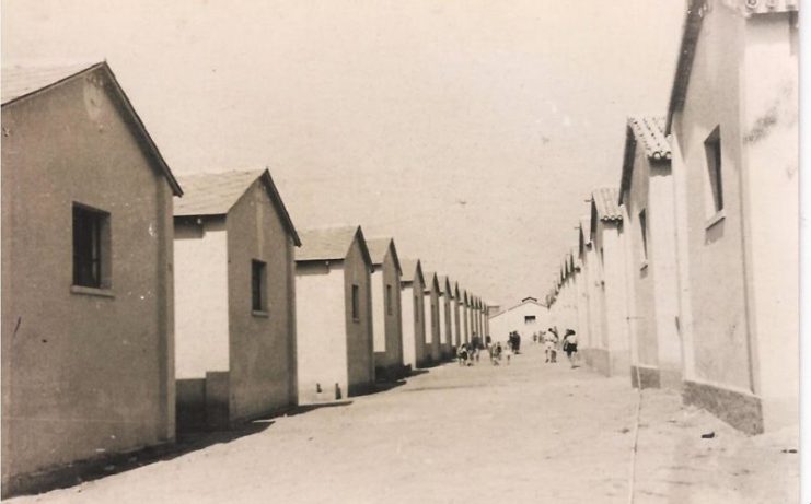 The rows of barracks buildings in the camp in 1943