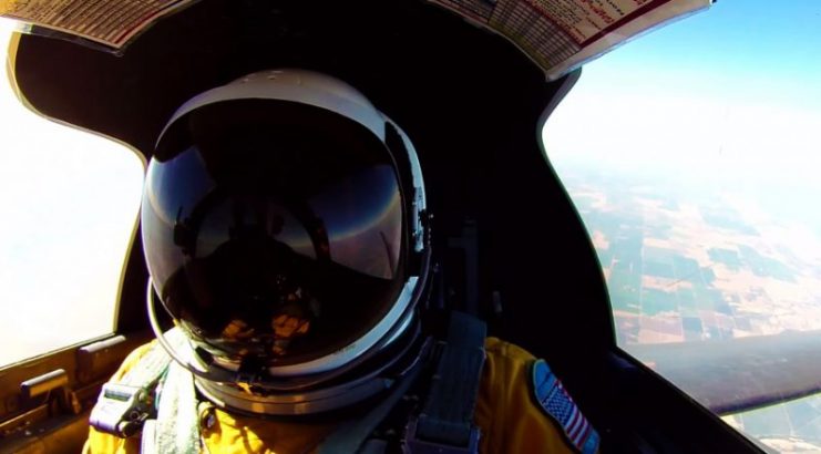 Pilot view within the U-2 cockpit.