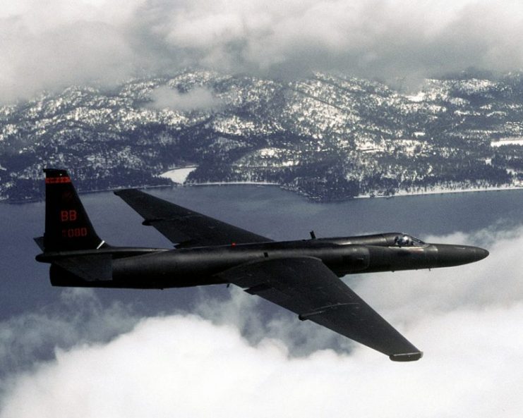 An Air Force U-2 flies a training mission.