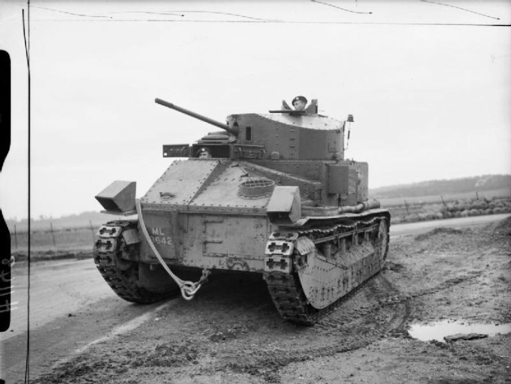 Vickers Medium Mk II* tank of the Royal Tank Regiment at Farnborough, 1940.