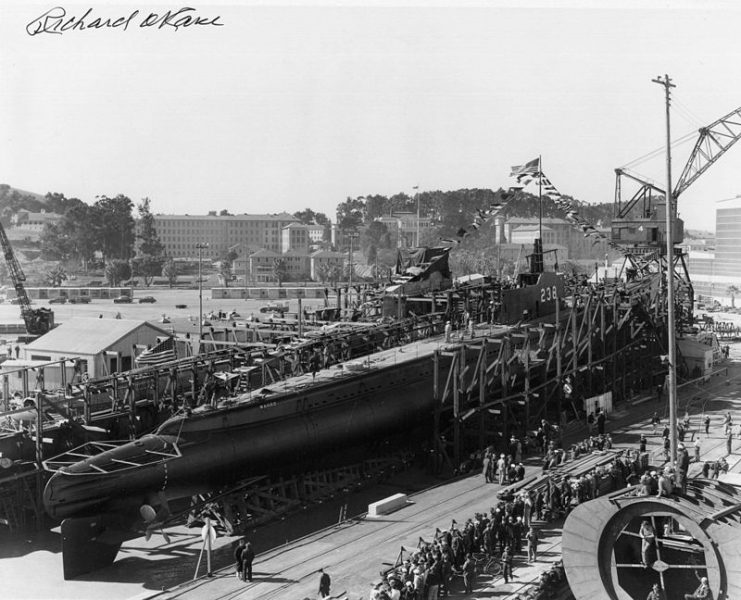 Wahoo prior to launching. Notice signature of Richard O’Kane, who was her executive officer at the time.