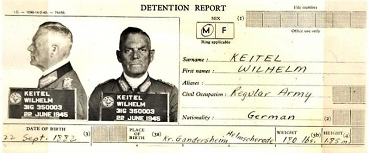Wilhelm Keitel’s detention report from June 1945