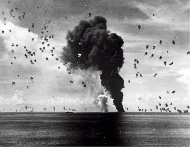 USS Abner Read (DD-526) shortly before sinking on 01 November 1944.