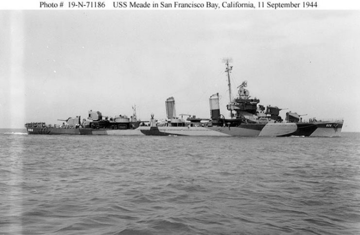 USS Meade (DD-602) in San Francisco Bay, California, 11 September 1944.