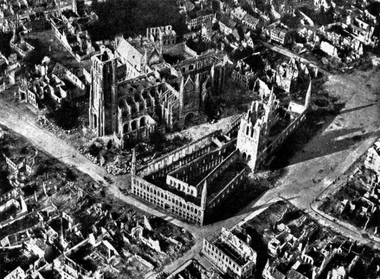 The ruins of Ypres,Belgium after its three battles.