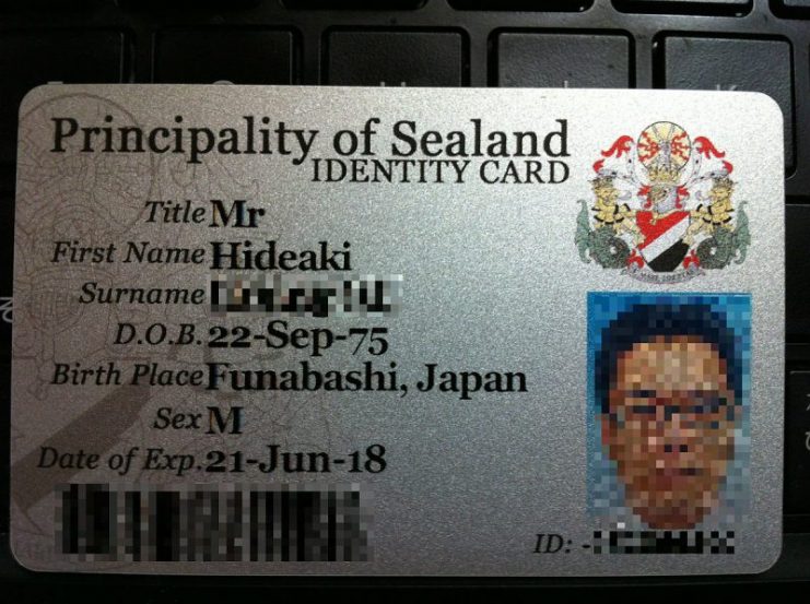 ID of Principality of Sealand. Photo: Hideakioe / CC-BY-SA 3.0