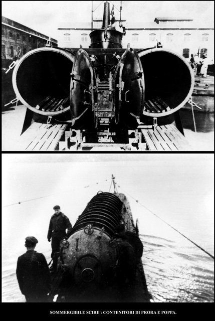 Sealed cylinder at the bow (top); Sealed cylinders at the stern (bottom).