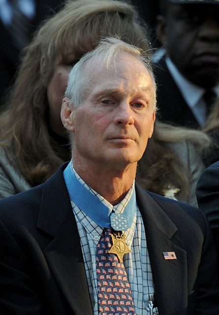 Thomas Norris, USN, at the Medal of Honor flag presentation ceremony for Master-at-Arms 2nd Class (Seal) Michael A. Monsoor at the Navy Memorial in Washington, D.C.