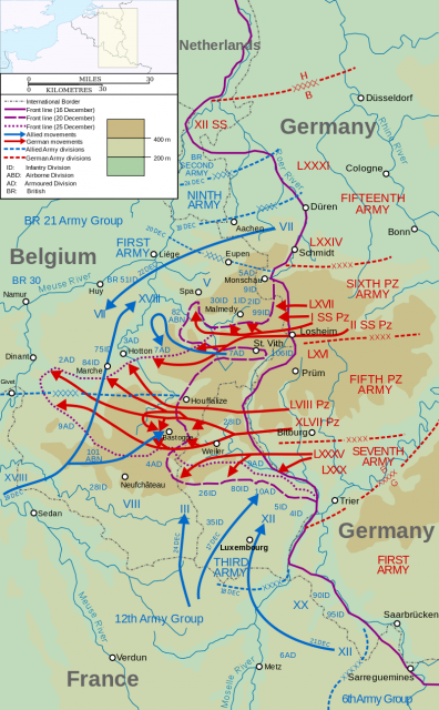 Battle of the Bulge, Meuse river at the lower left. Photo: Matthewedwards / CC BY-SA 3.0