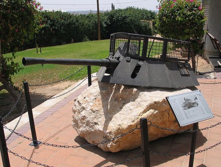 Turret of SdKfz 222, near Yad Mordechai battlefield reconstruction.Photo: Bukvoed CC BY 2.5