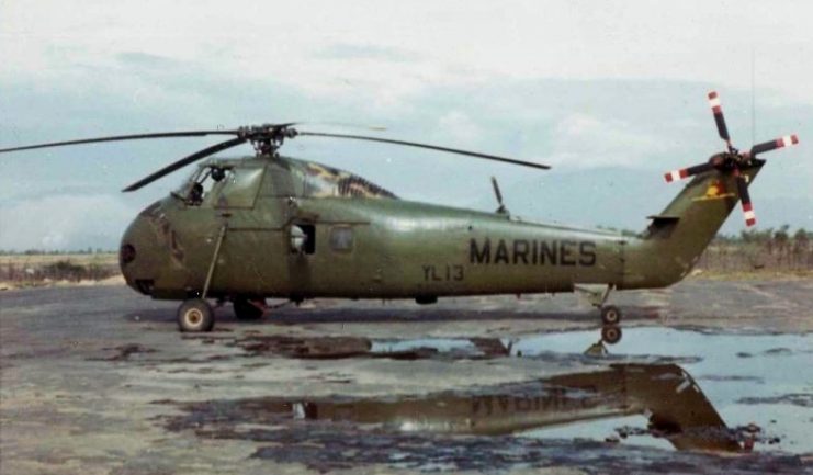 A U.S. Marine Corps Sikorsky UH-34D Seahorse from Marine Medium Helicopter Squadron HMM-362 in Vietnam. The UH-34D was called “Huss” by the Marines, due to its pre-1962 designation “HUS-1”.