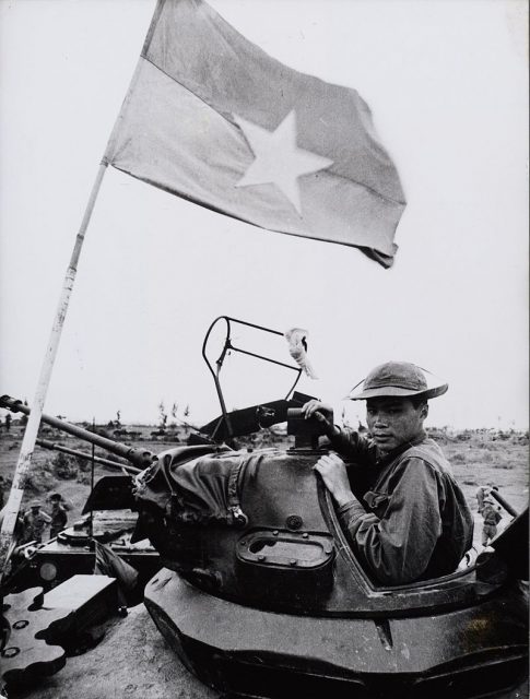 A Viet Cong soldier poses inside a captured M48 tank.Photo: Onbekend CC BY-SA 3.0
