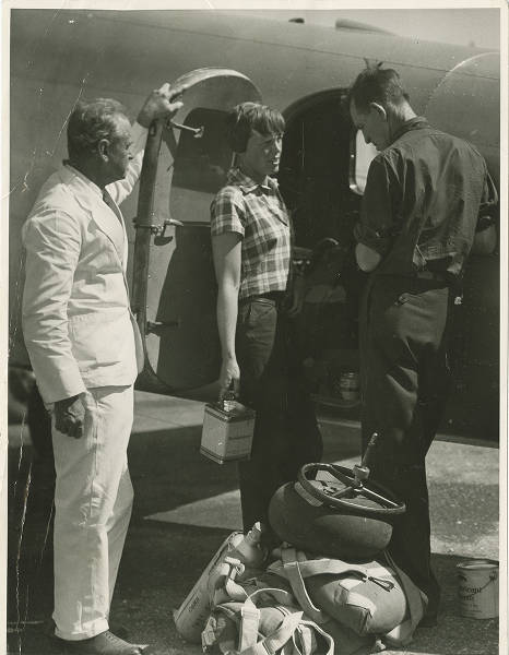 Earhart and Noonan by the Lockheed L10 Electra at Darwin, Australia on June 28, 1937