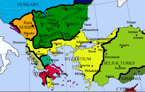 The situation in the Balkans and Asia Minor c. 1261. Map: Gligan / CC-BY-SA 3.0