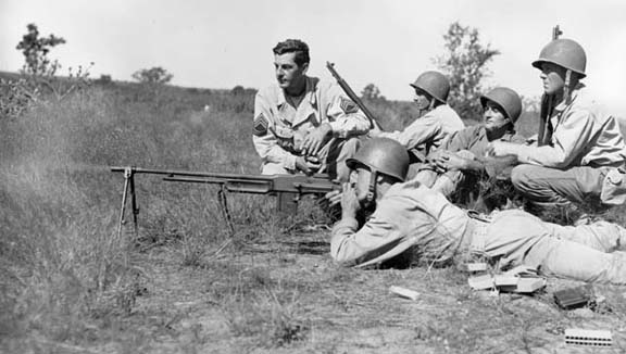 A US Army soldier trains with a BAR