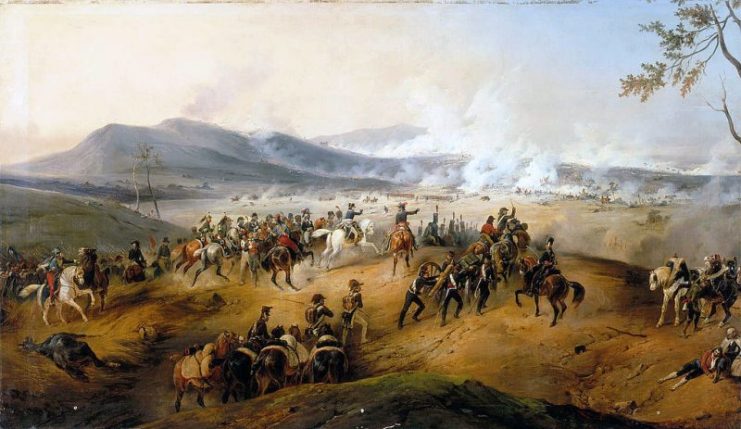 Battle of Castiglione. Under the command of Napoleon, Marmont brings artillery onto Mount Medolano while Augereau’s division begins the attack in the central plain.