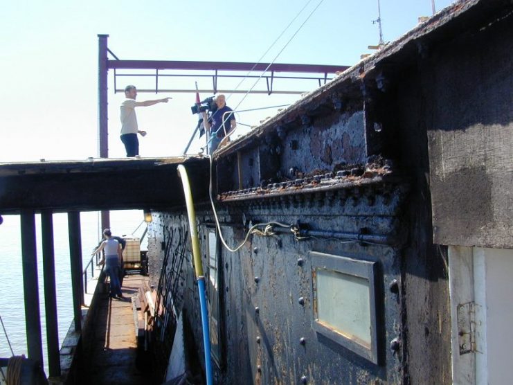 BBC news crew filming an interview on Sealand. Photo: Ryan Lackey / CC-BY-SA 2.0