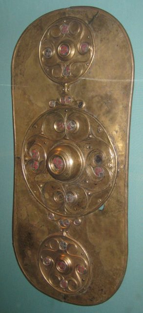 The Battersea Shield was found in the River Thames, England in 1857. It is believed to be a votive offering and is dated c.350-50 BCE.