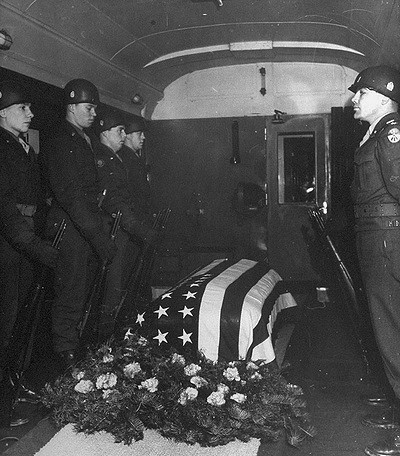 Coffin of General Patton on his way to the funeral.