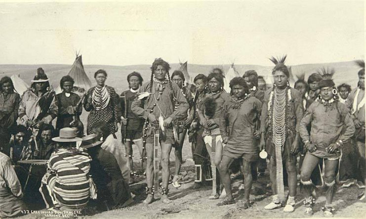 Cree Indian sun dancers, probably Montana, ca 1893