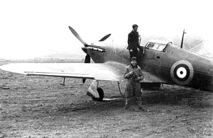 Flying Officer of No. 80 Squadron RAF, preparing to take off from Paramythia, Greece, in Hawker Hurricane.