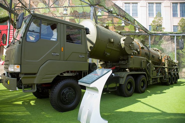 DF-21 and transporter erector launcher vehicle at the Beijing Military Museum.