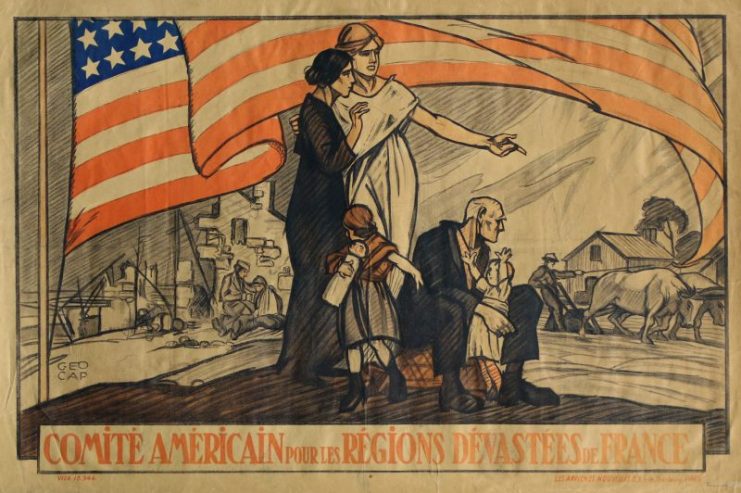 French poster for the Comité Américain pour les Régions Dévastées by Georges Capon.