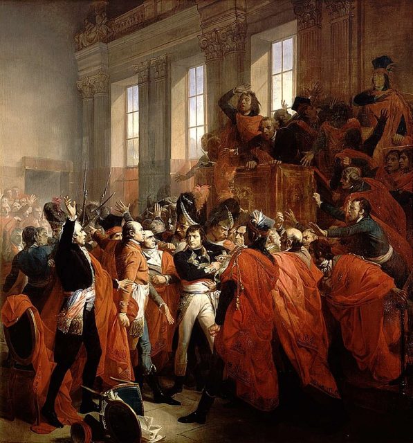 General Bonaparte surrounded by members of the Council of Five Hundred during the Coup of 18 Brumaire, by François Bouchot