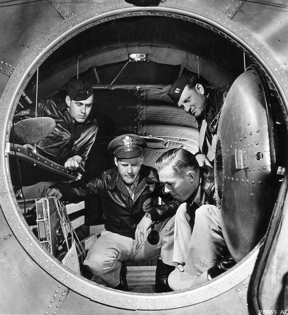 Interior photo of the rear pressurized cabin of the B-29 Superfortress, June 1944.