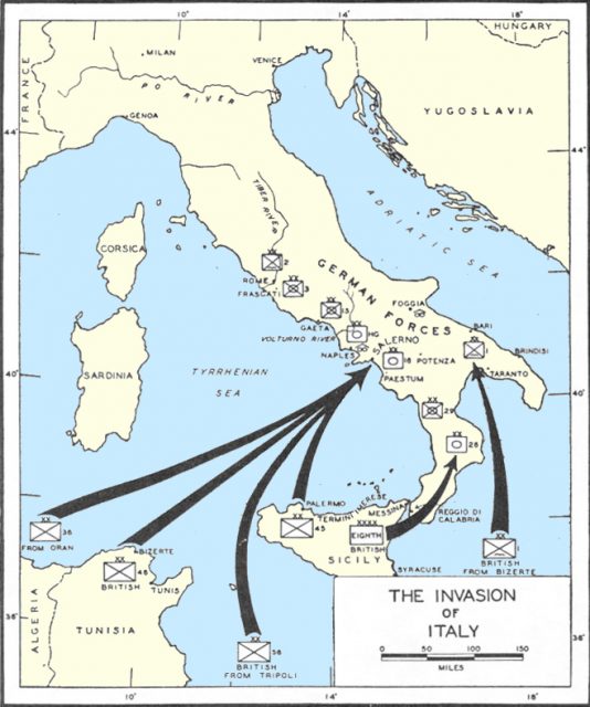 Map of the Invasion of Italy 1943.