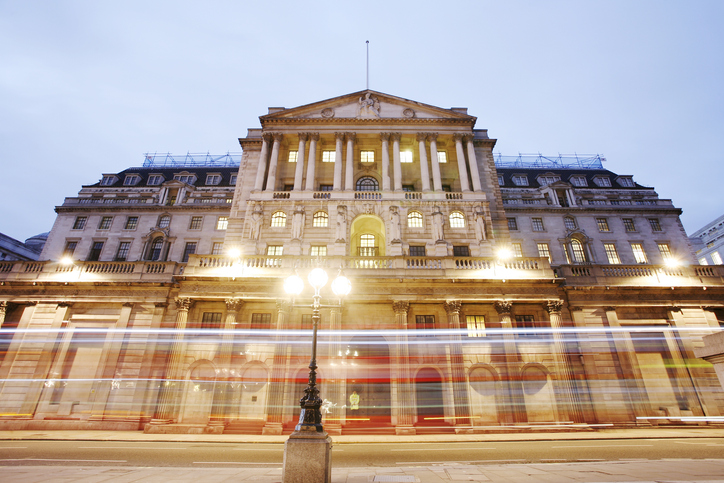 The Bank of England, City of London, UK, at night