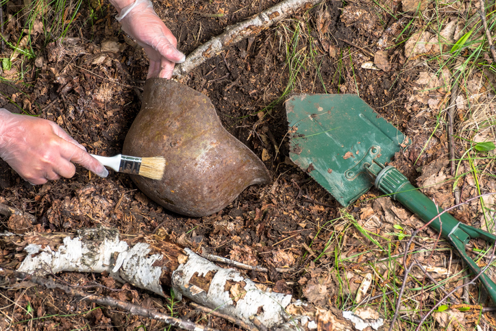 German helmet. Imitation. WW2 recovery. Russia.