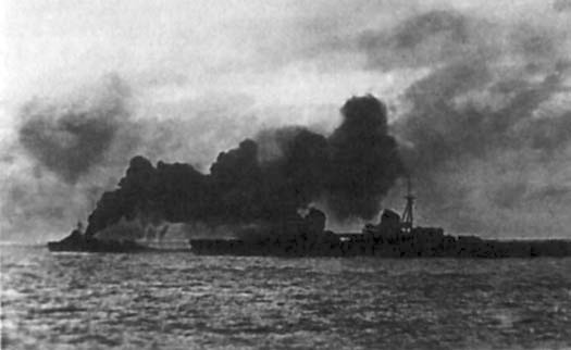 Soviet cruiser Kirov protected by smoke during evacuation of Tallinn in August 1941.