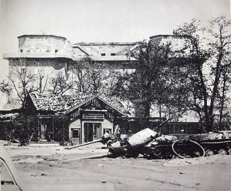 USAAF B-17 damaged by mistimed bomb release over Berlin, 19 May 1944.