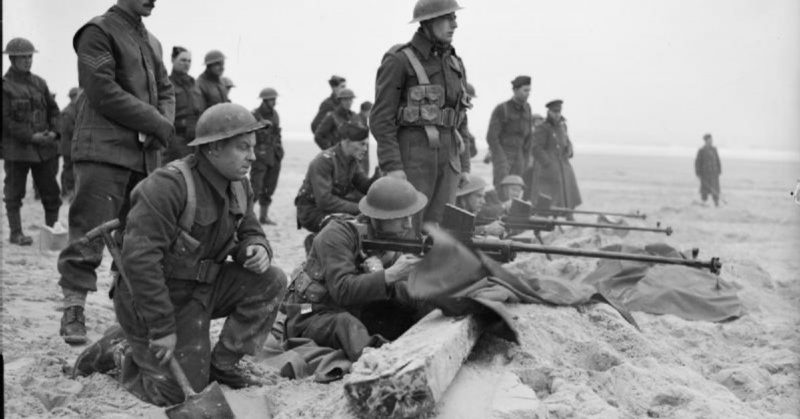 Men of the 1st Royal Welch Fusiliers fire Boys anti-tank rifles near Etaples, February 1940