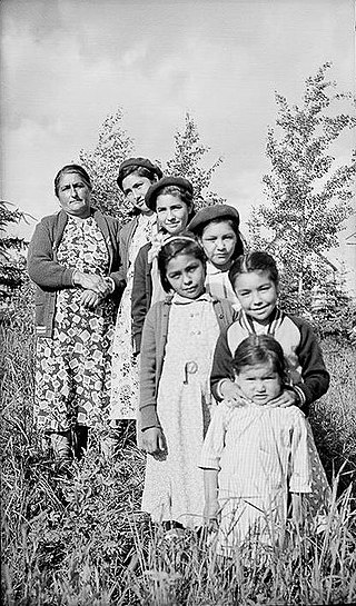 Merasty women and girls, Cree, The Pas, Manitoba, 1942