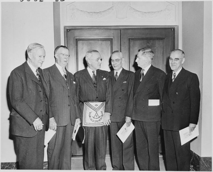 Photograph of President Truman wearing his Masonic regalia (he was a thirty-third degree Scottish Rite Mason).