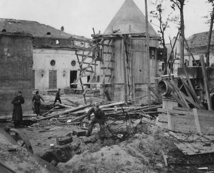 Ruins of Garten Reichskanzlei, Adolf Hitler’s Führerbunker, Berlin, 1945.