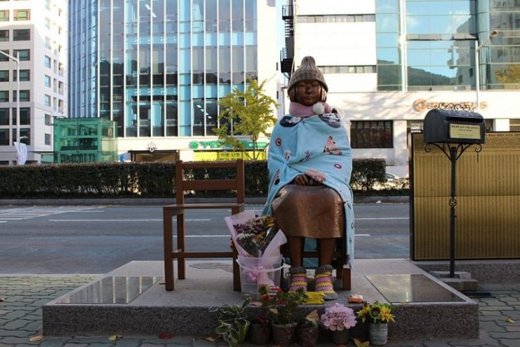 Statue of Peace in Consulate-General of Japan in Busan, Busan on 2017.Photo: Garam